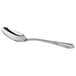 An Acopa stainless steel demitasse spoon with a silver handle.