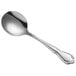 An Acopa stainless steel bouillon spoon with a handle.