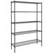 A Steelton black wire shelving unit with five shelves.