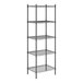A Steelton black metal wire shelving unit with four shelves.