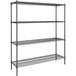 A Steelton black metal wire shelving unit with four shelves.