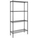 A black Steelton wire shelving unit with four shelves.