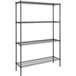 A Steelton black metal wire shelving unit with four shelves.