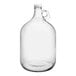 An Acopa clear glass jug growler with a handle and cap.