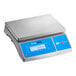 An AvaWeigh digital portion scale with a blue screen.