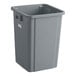 A Lavex 19 gallon grey square plastic bin with a white label.