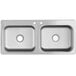 A Regency stainless steel drop-in double sink with two compartments.