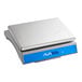 A digital portion control scale with an oversized platform and a blue front panel labeled 'AVATEK'.