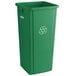 A Lavex green square recycle bin with a recycle symbol on it.