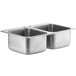 A Regency stainless steel double drop-in sink with two bowls.