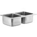 A Regency stainless steel drop-in sink with two compartments.