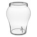 An Acopa curved glass beverage dispenser with a glass lid and spigot.