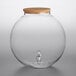 An Acopa fishbowl beverage dispenser with a cork lid and tap.