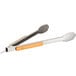 Outset stainless steel tongs with bamboo handles.