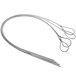A package of four flexible stainless steel skewers with silver wire hooks.