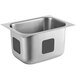 A silver stainless steel Waterloo undermount sink with a square bottom.