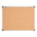 A rectangular wall-mount cork board with an aluminum frame.