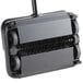 A black and gray Choice 9" floor sweeper with a handle and wheels.