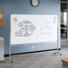 A large magnetic whiteboard with an aluminum frame and mobile stand.
