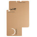 A brown cardboard divider panel with black text.