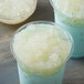 A blue drink with ice cubes and Bossen lychee star-shaped jelly topping.
