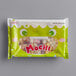 A green Bossen package of mini mochi rice cakes with a cartoon face.