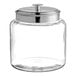 An Anchor Hocking glass jar with a metal lid.