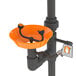 A white and orange Guardian Equipment PVC safety station with stainless steel valves and eyewash.