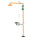 A Guardian Equipment barrier-free safety station with an orange and yellow shower stand.