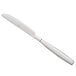 A silver knife with a white handle.