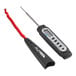 A digital pocket probe thermometer with a protective cover and a red lanyard.