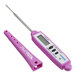 A purple digital pocket probe thermometer with a protective cover.
