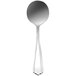 A Delco Greystoke stainless steel bouillon spoon with a silver finish.