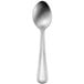 A close-up of a Delco Prima stainless steel demitasse spoon with a handle.
