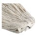 A close up of a Choice white cotton wet mop head with a screw-on band.
