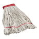 A Choice natural cotton wet mop with a red and white headband.