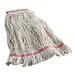 A Lavex cotton looped end wet mop head with a red stripe.