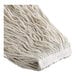 A close-up of a white Choice Natural Cotton Cut End Wet Mop Head.