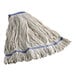 A Lavex wet mop head with a blue stripe.