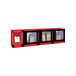A red box with three rectangular windows with black frames.