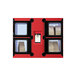 A red Hatco Flav-R 2-Go pickup locker with four black rectangular windows.
