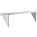 A white rectangular Regency solid wall shelf with metal brackets.