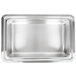 A silver rectangular Vollrath stainless steel water pan.