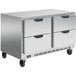 A stainless steel Beverage-Air undercounter freezer with 4 drawers.