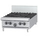 A stainless steel Garland countertop gas range with a griddle.