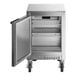 A Beverage-Air stainless steel undercounter refrigerator with a door open.
