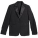 A close-up of a black Henry Segal women's tuxedo jacket with a black lapel.