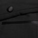 A close up of a button on a Henry Segal black tuxedo jacket.