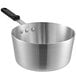 A silver aluminum Choice saucepan with a black handle.