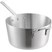 A Choice aluminum saucepan with a handle.